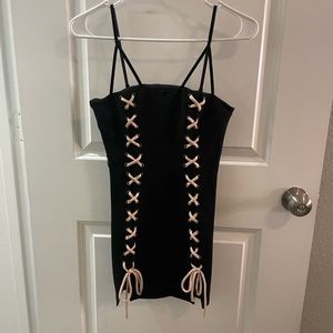 Black lace up dress